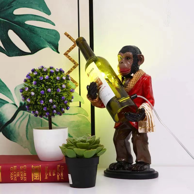 Orangutan Wine Bottle Glass Table Lamp