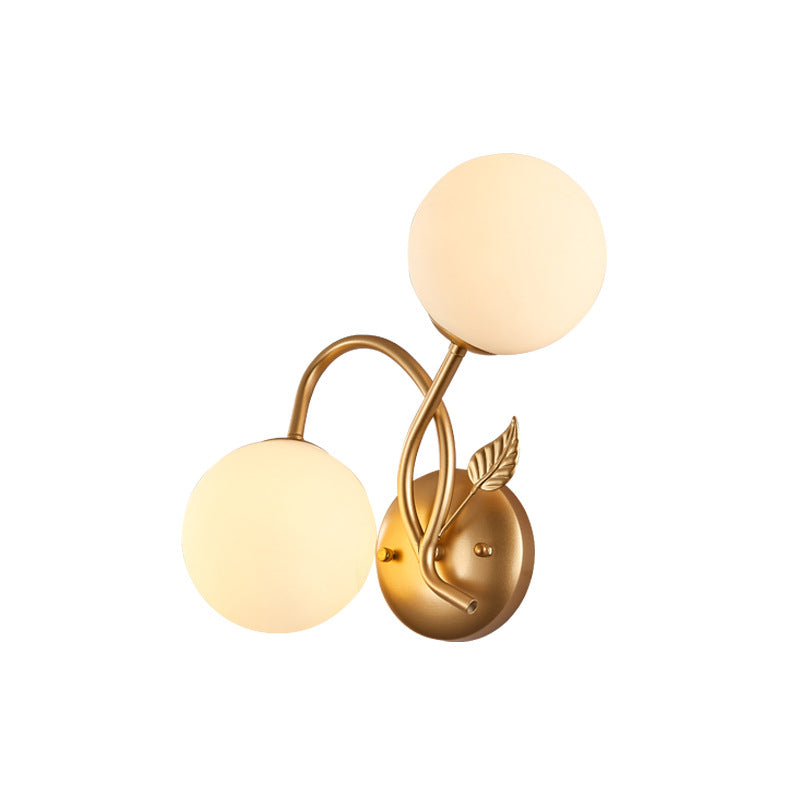 Branch Leaf Glass Ball 2-Light Wall Lamp