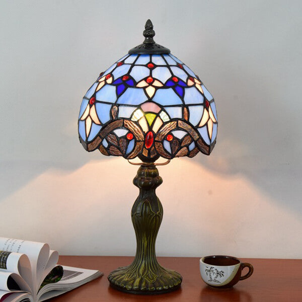 Blue Baroque Stained Glass Table Lamp