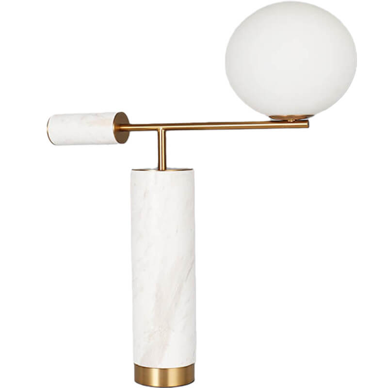 Marble Texture Cylindrical Glass Table Lamp