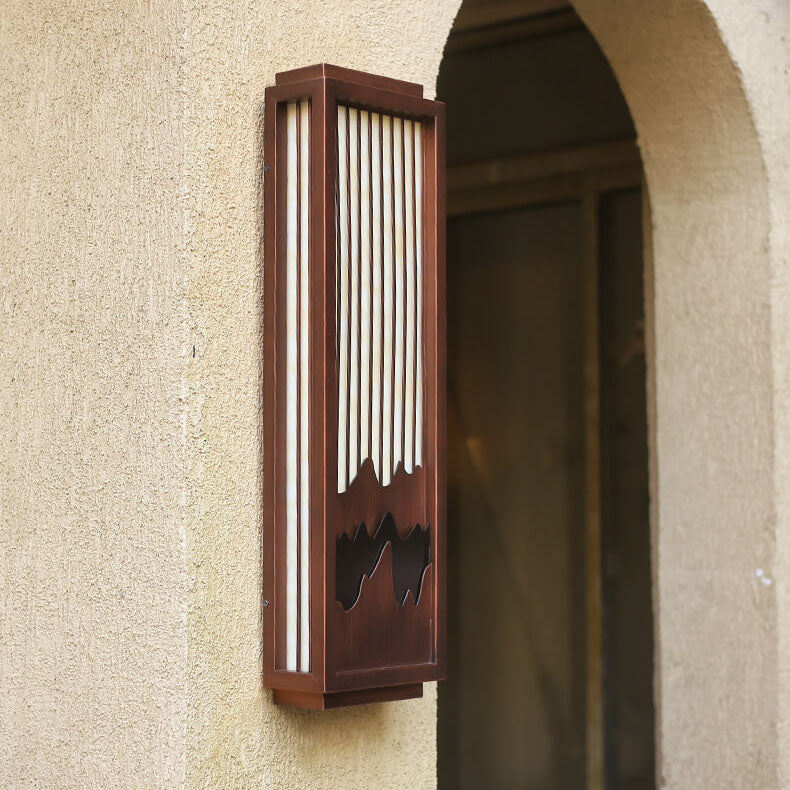 Rectangular Faux Marble Stainless Outdoor Light