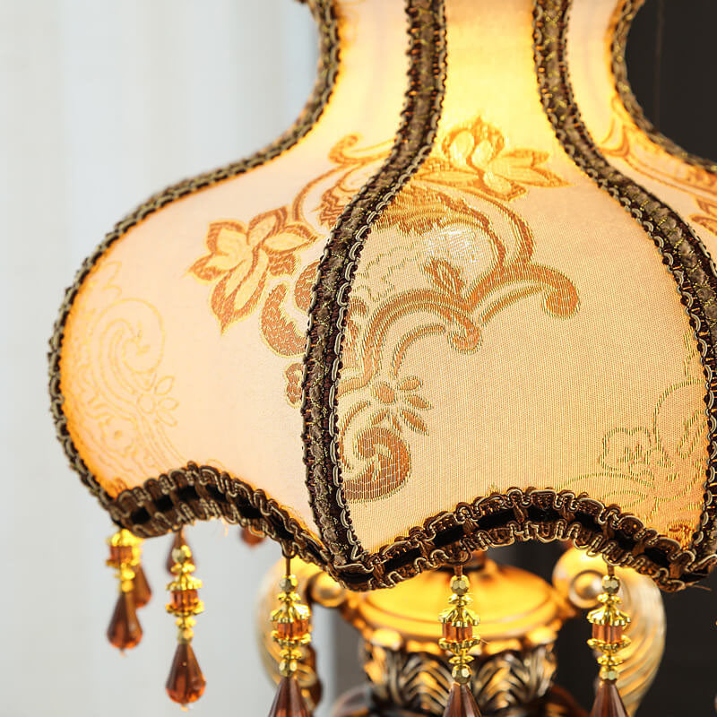 Fabric Beaded Curtain Resin Table Lamp