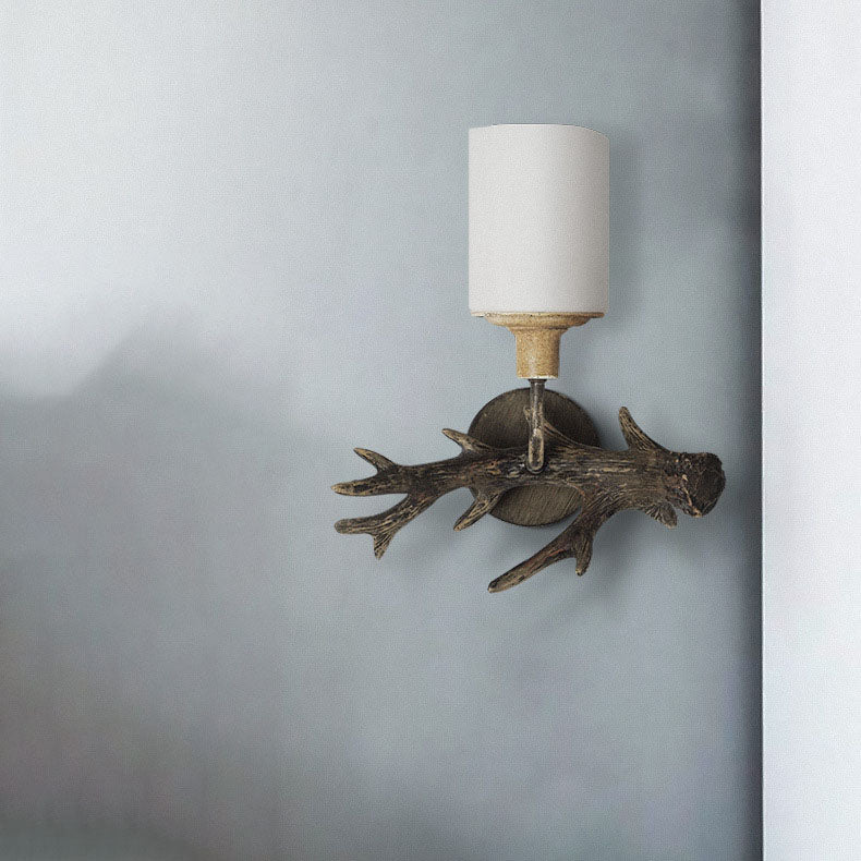 Antler Resin Glass Cylinder Wall Lamp