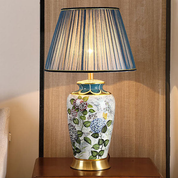 Painted Fabric Ceramic Table Lamp