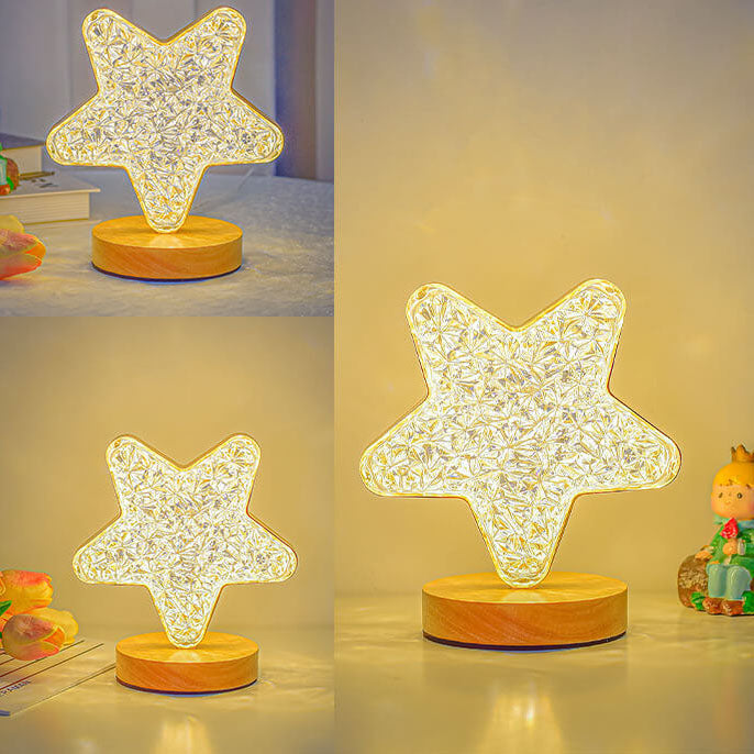Acrylic Moon Star Wood Table Lamp