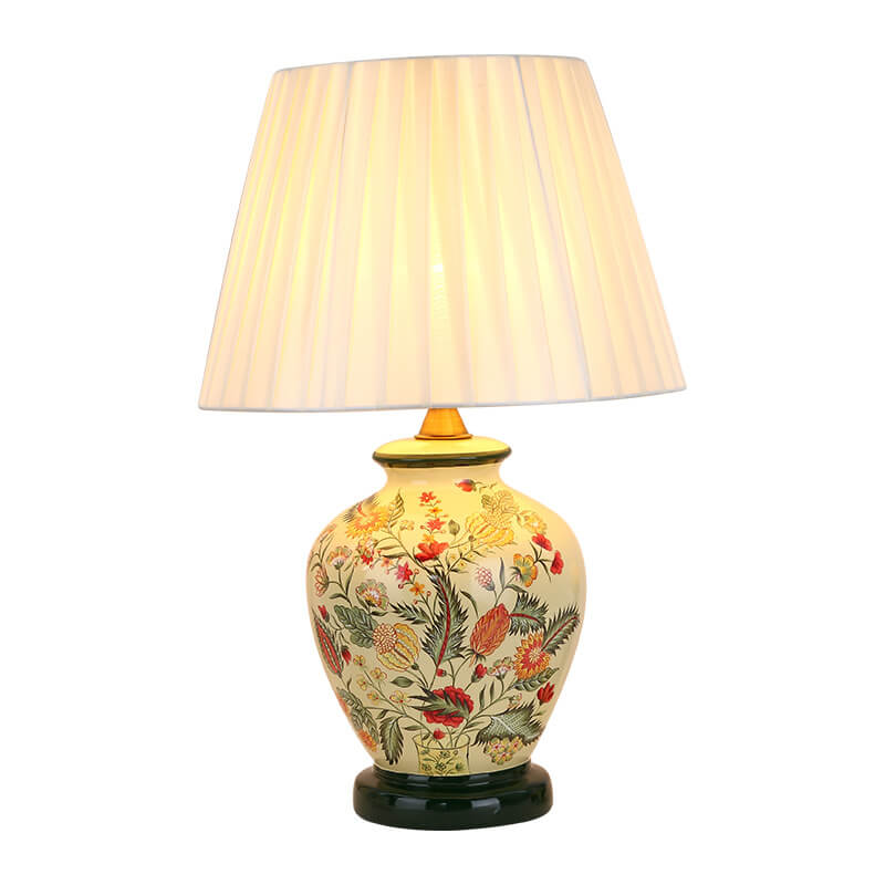 Warm Ceramic Cylindrical Table Lamp