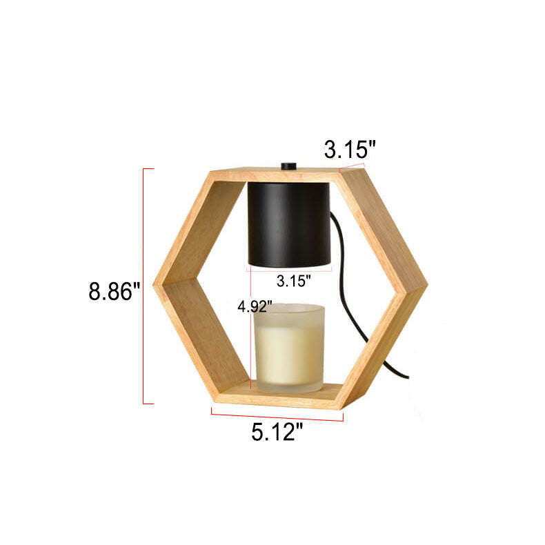 Wood Hexagonal Melting Wax Table Lamp