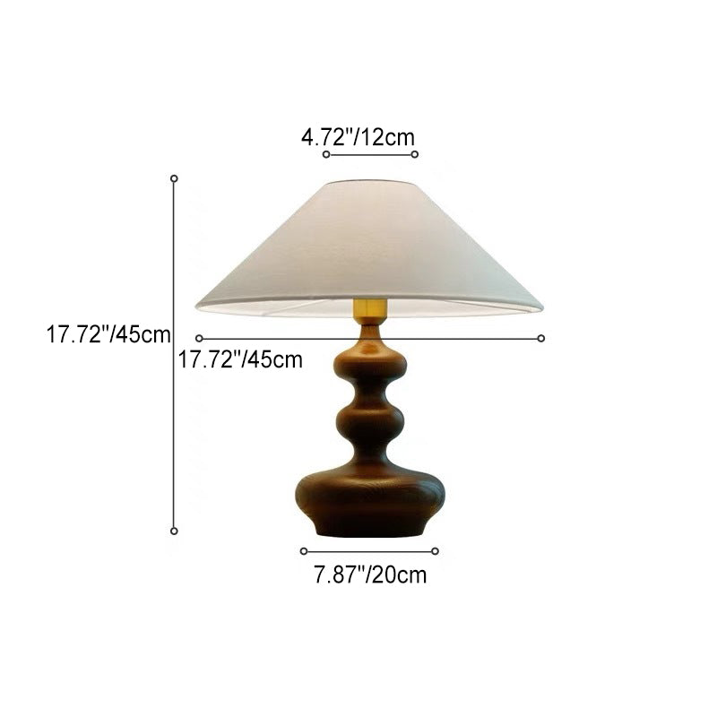 Gourd Shaped Cone Wood Table Lamp