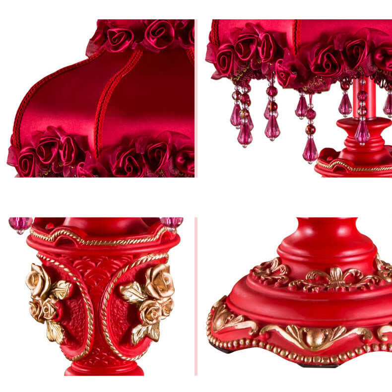 Wedding Red Fabric Tassel Table Lamp