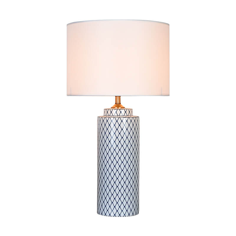 Ceramic Cylinder Fabric Table Lamp