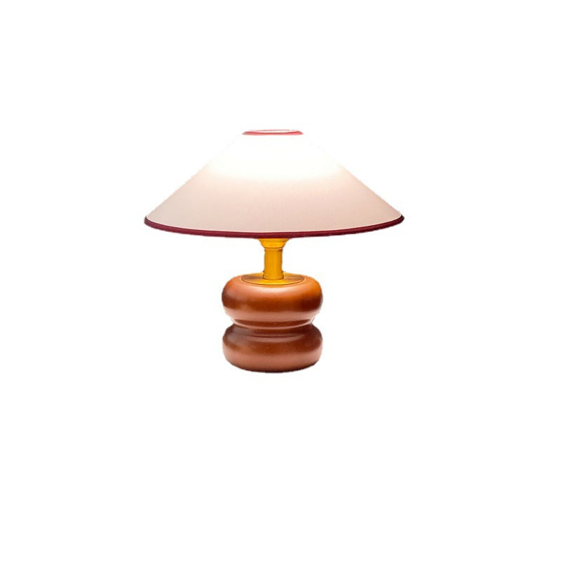 Fabric Cone Solid Walnut Table Lamp