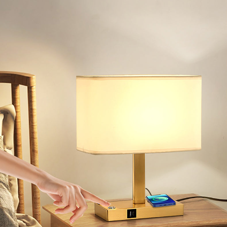 Rectangular Cloth Iron Living Table Lamp
