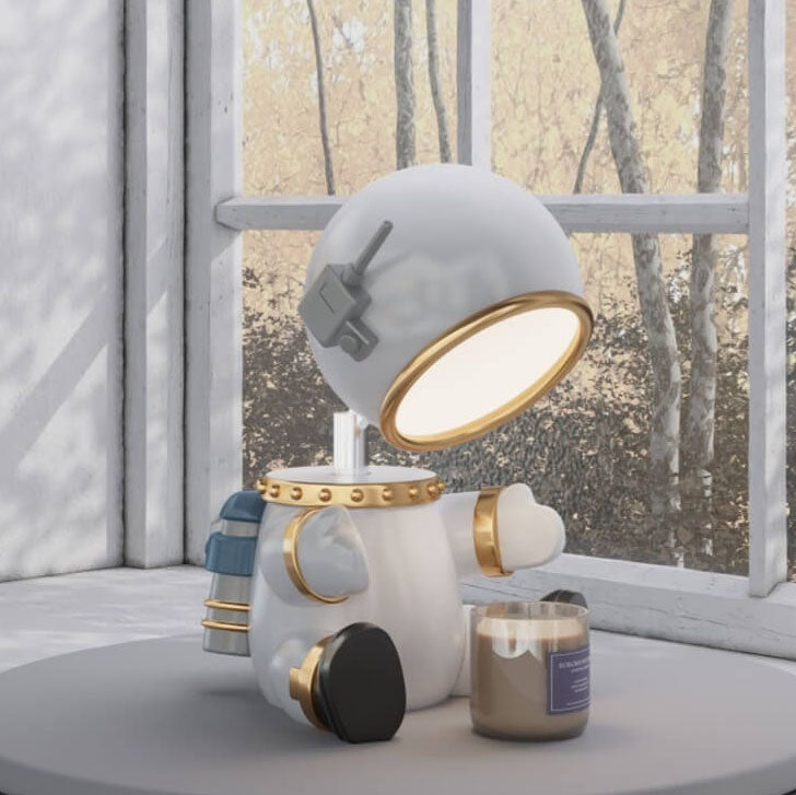 Cartoon Resin Robot Timing Table Lamp