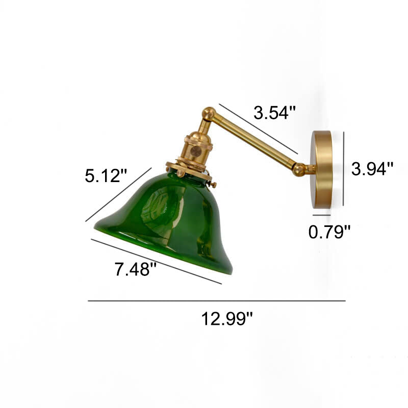 Green Glass Brass Wall Lamp