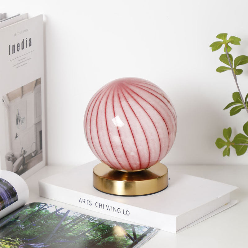 Glass Iron Ball Stripe Table Lamp