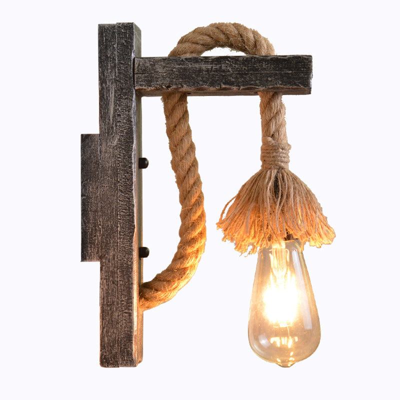 Solid Wooden Twine Wall Lamp