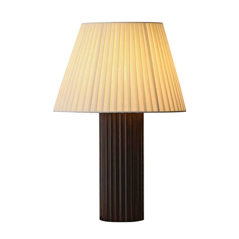 Pleated Fabric Column Wood Table Lamp