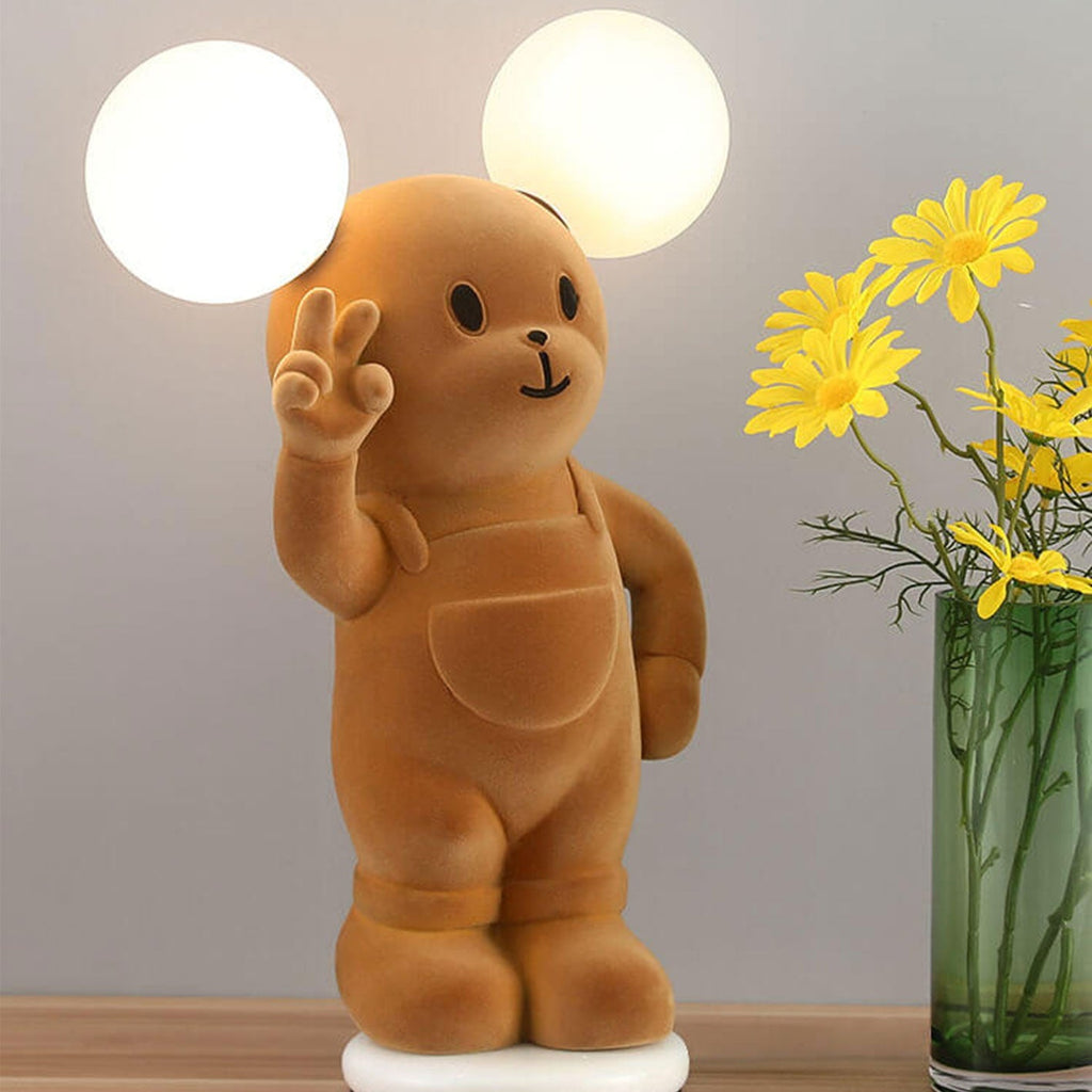 Cartoon Bear Khaki Resin Table Lamp