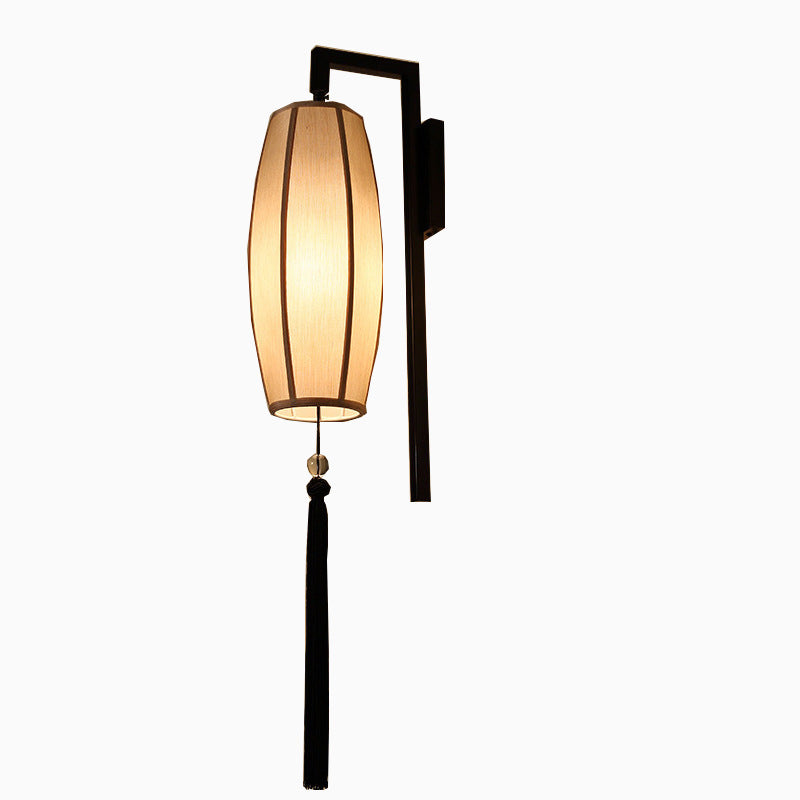 Painted Fabric Lantern Tassel Wall Lamp