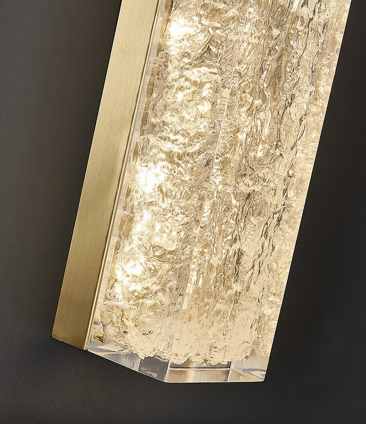 Brass Clear Resin Rectangular Wall Lamp