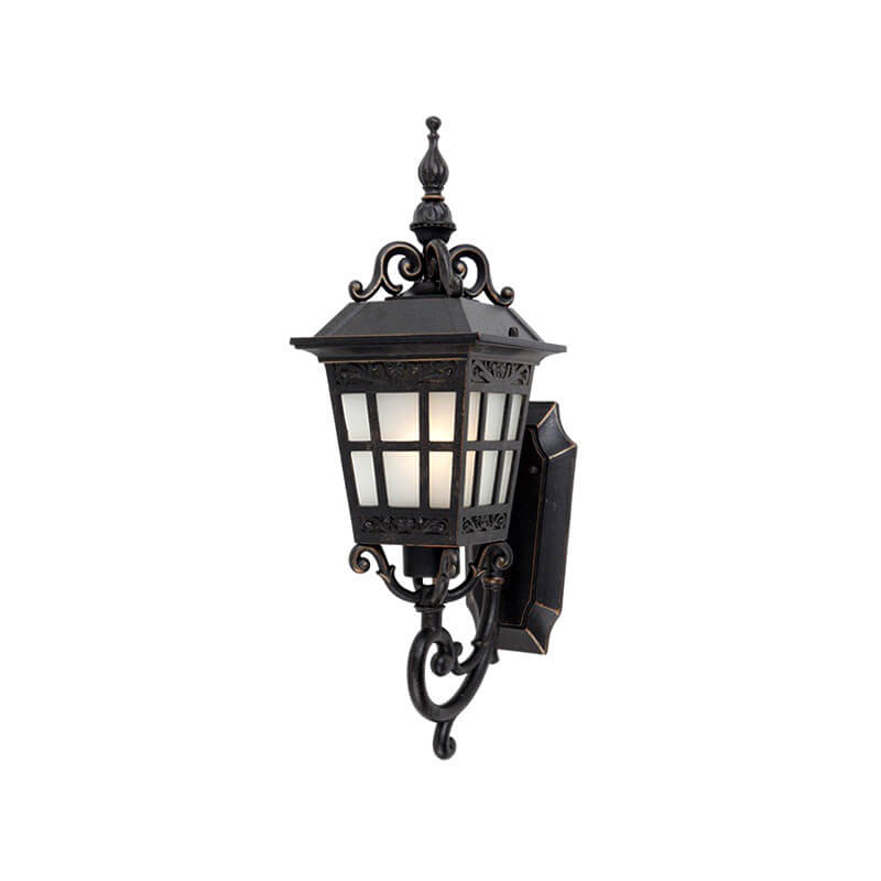 Square Lantern Carved Outdoor Light