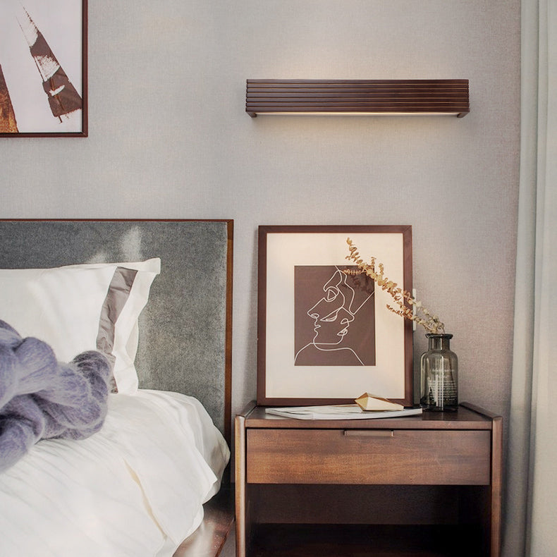 Striped Wood Cuboid Vanity Wall Lamp