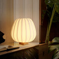 Pleated Oval Wooden Fabric Table Lamp