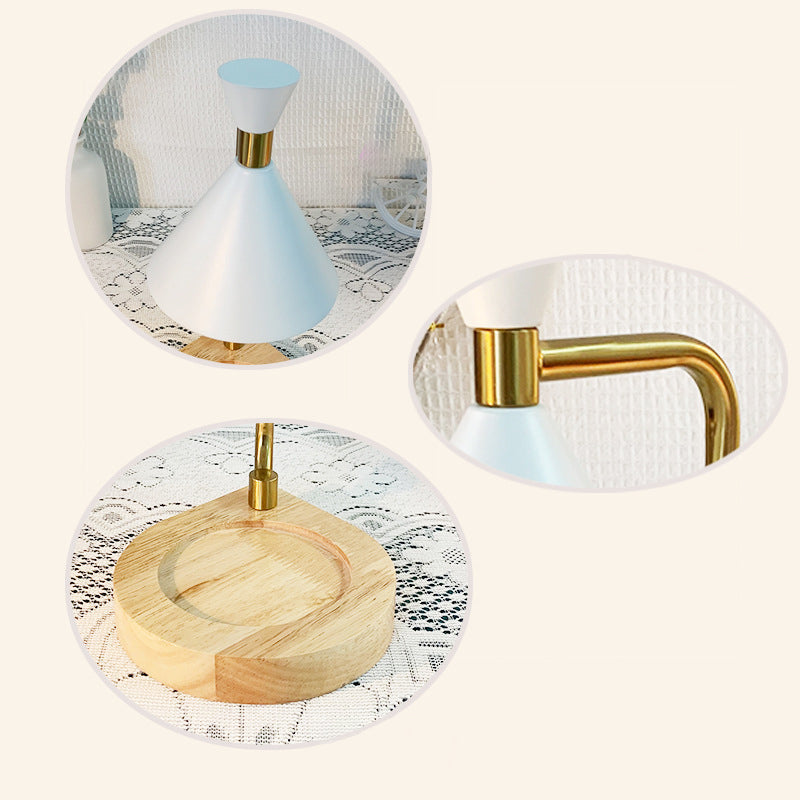 Iron Conical Wooden Melting Table Lamp