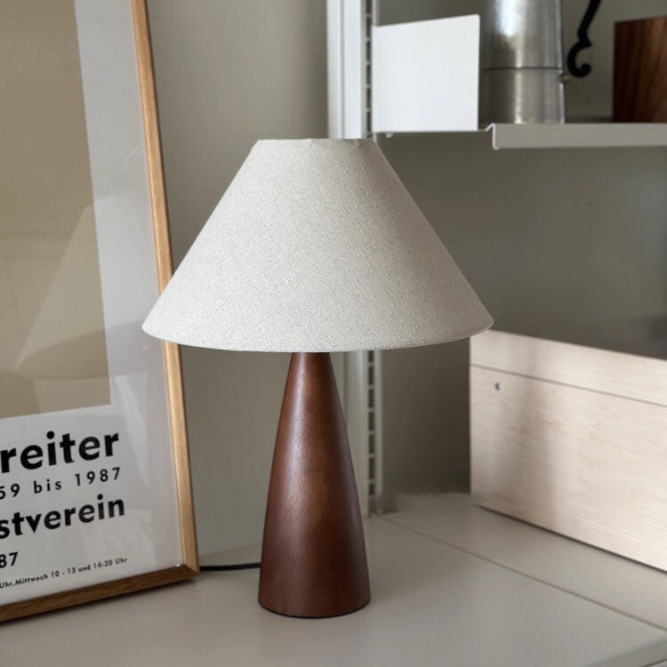 Tapered Solid Wood PVC Table Lamp