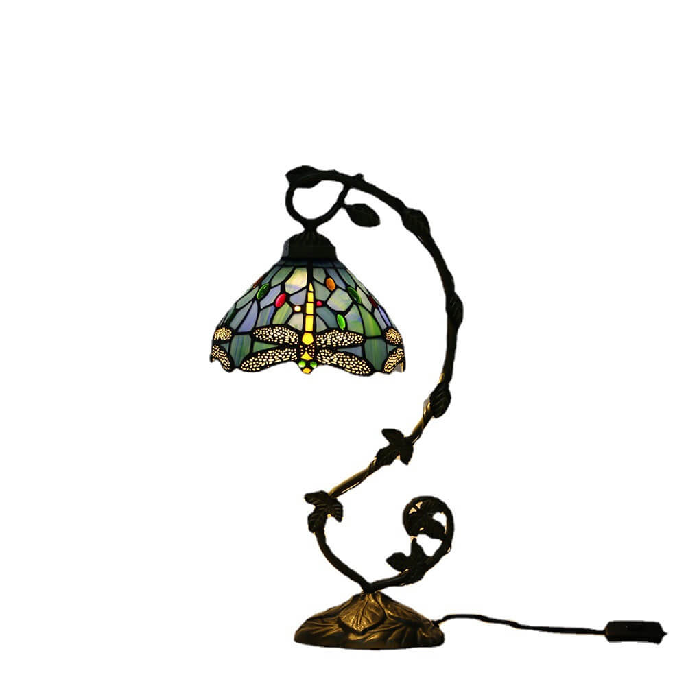 Dragonfly Stained Glass Vine Table Lamp
