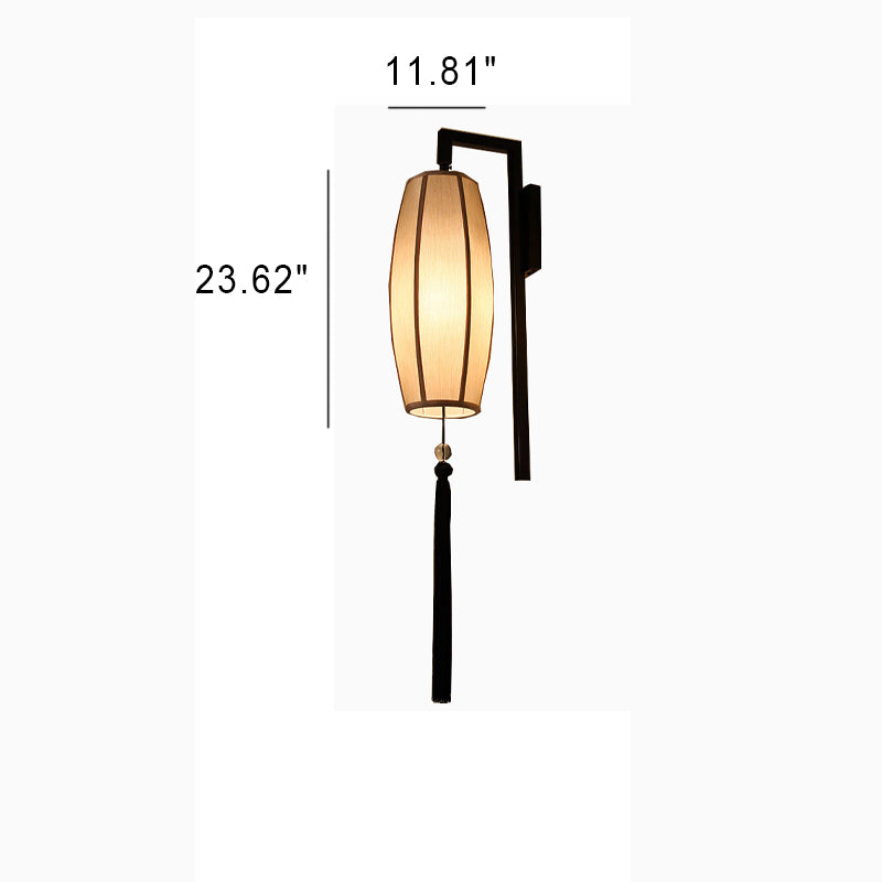 Painted Fabric Lantern Tassel Wall Lamp