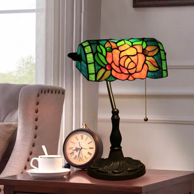 Blooming Flowers Stained Glass Table Lamp
