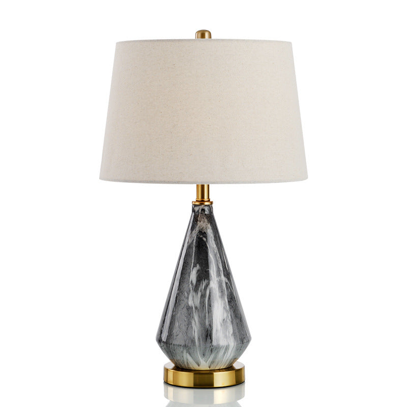 Tapered Ceramics Marble Fabric Table Lamp