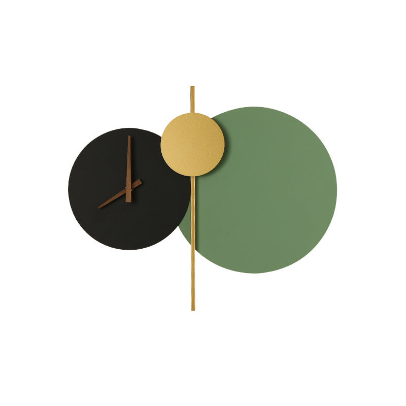 Round Iron Acrylic Clock Wall Lamp