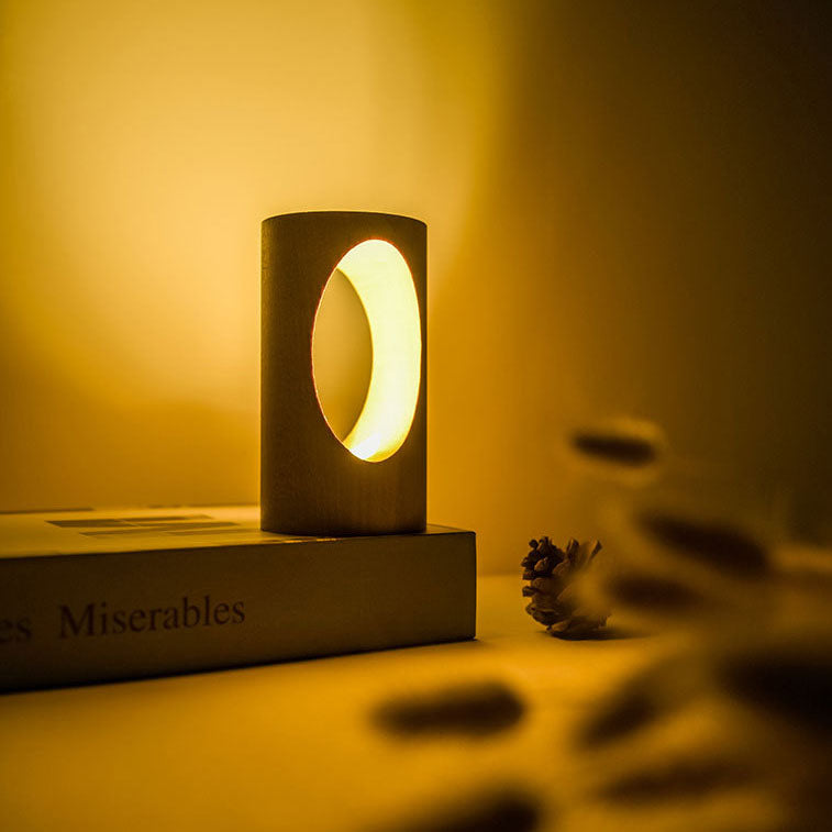 Solid Wood Rectangular Column Table Lamp