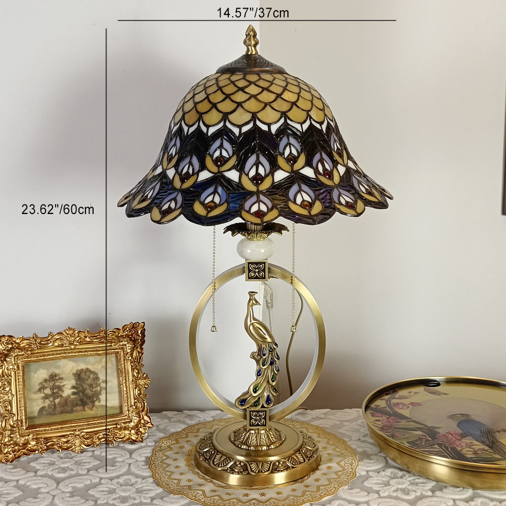 Copper Glass Dome Round Table Lamp