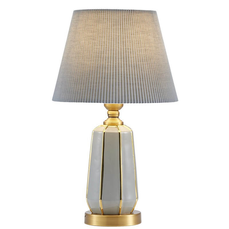 Gray Ceramic Linen Table Lamp