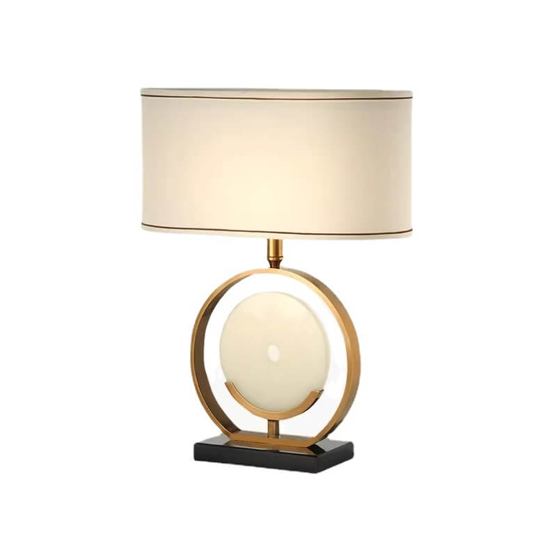 Brass Jade Circle Shape Table Lamp
