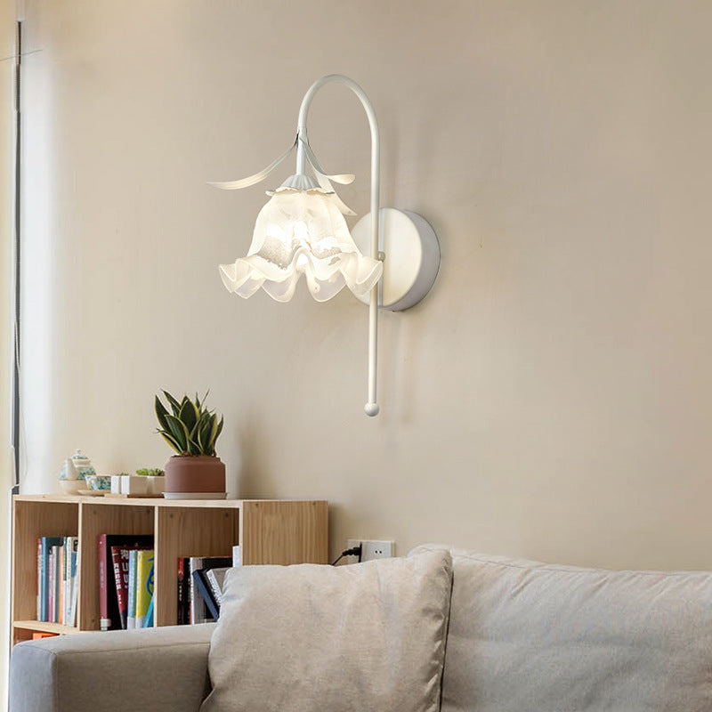 Floral Pumpkin Cream Glass Wall Lamp
