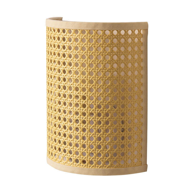Rattan Semi-Cylinder Living Room Wall Lamp