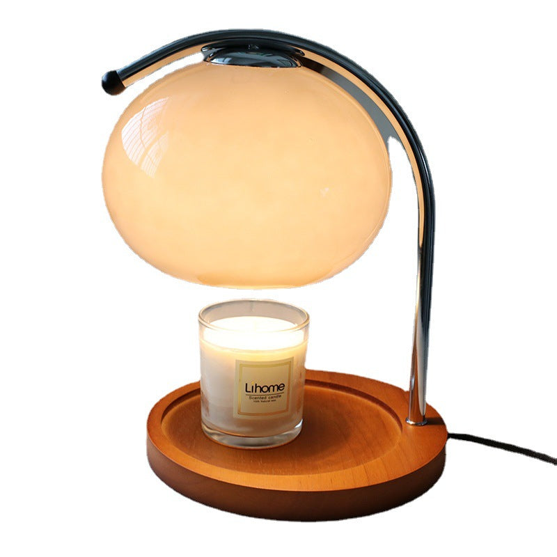 Glass Dome Solid Wood Table Lamp