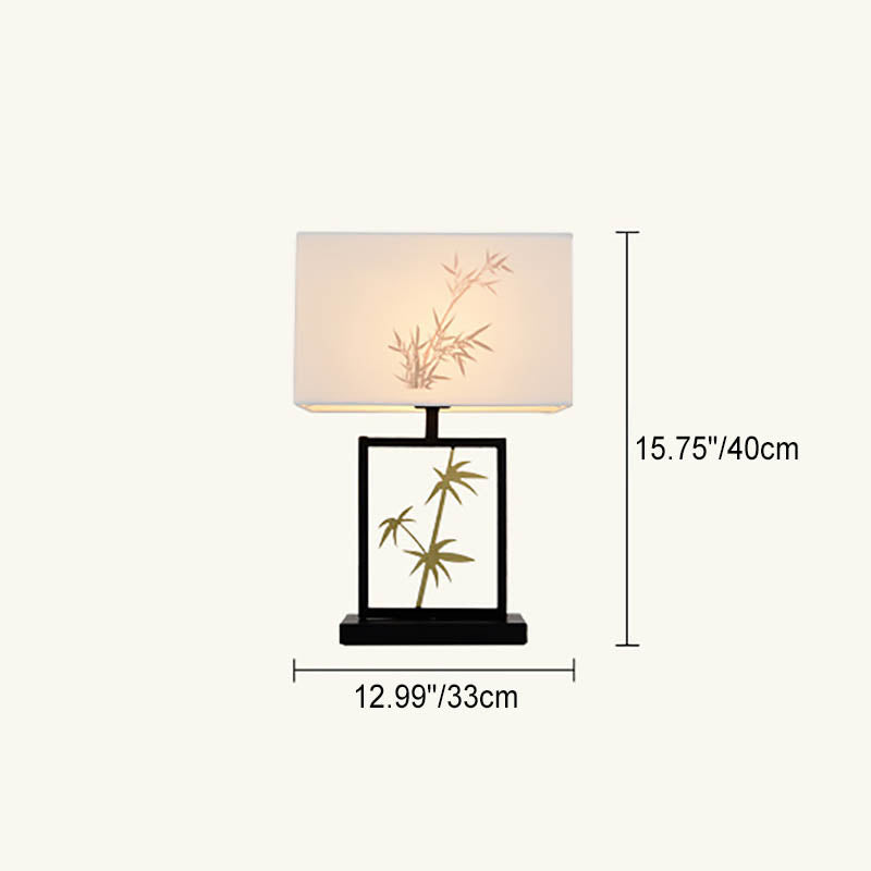 Wrought Iron Fabric Cylinder Table Lamp