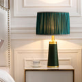 Fabric Cylinder Leather Study Table Lamp