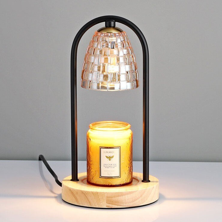 Glass Wood Melting Wax 2-Light Table Lamp