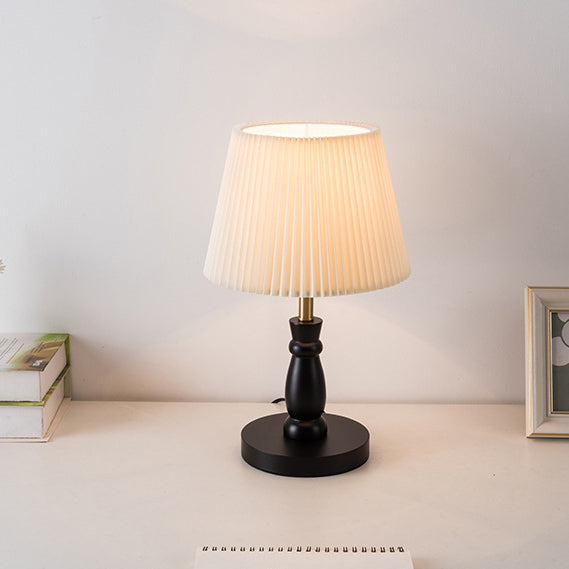 Striped Folding Lampshade Metal Table Lamp