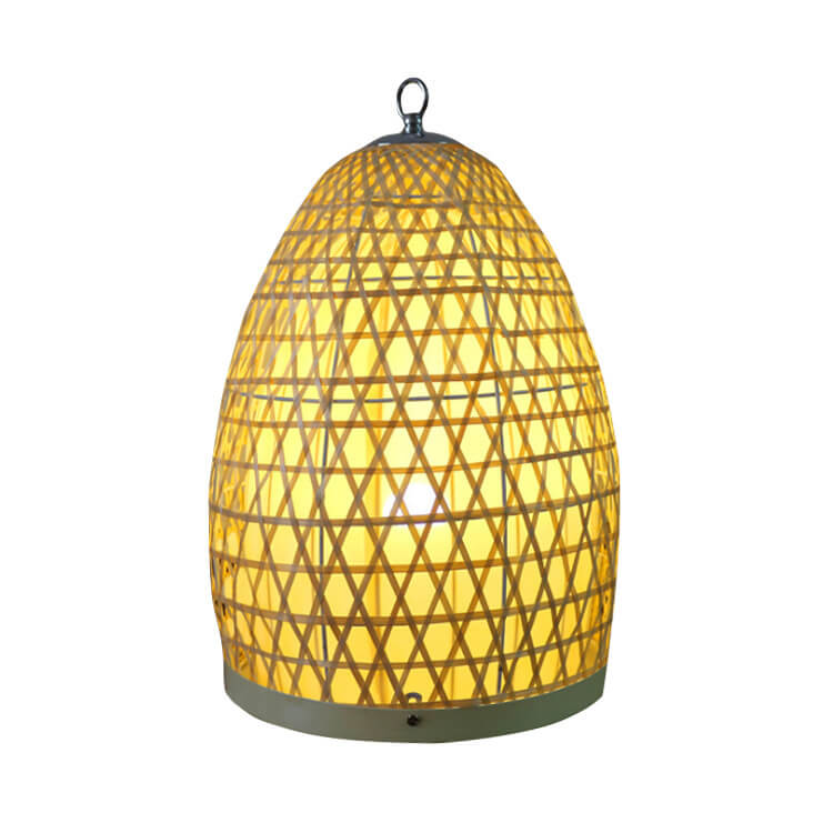 Bamboo Weaving Parchment Oval Floor Lamp