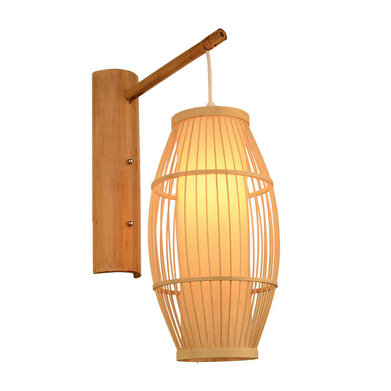 Weaving Bamboo Cage Shape Wall Lamp