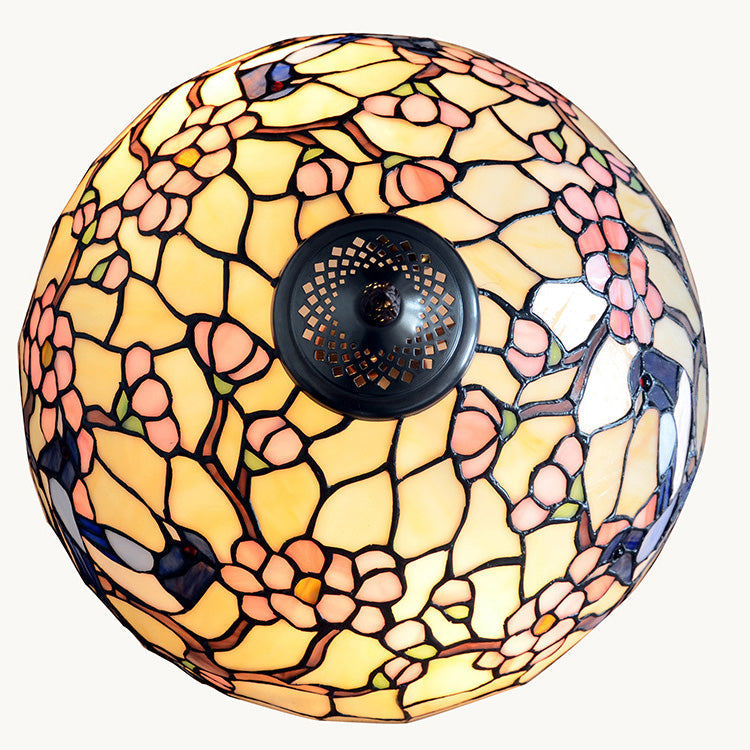 Stained Glass Magpie Plum 2-Light Floor Lamp