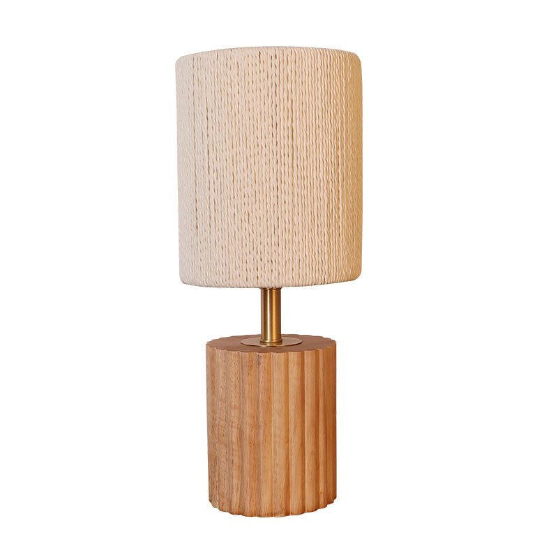 Column Wood Paper Rope Table Lamp