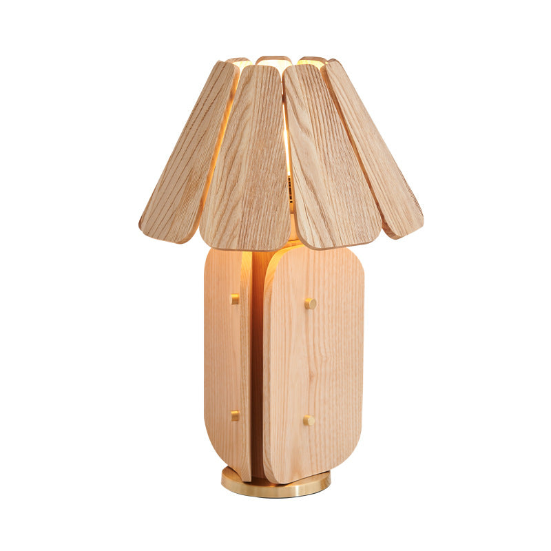 Solid Wood Umbrella Pleated Table Lamp